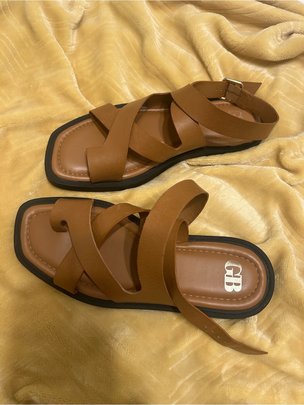 Gianni Bini Tan Strappy Flat Sandals